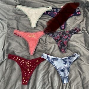 PINK never worn 5-pack cotton rib thong